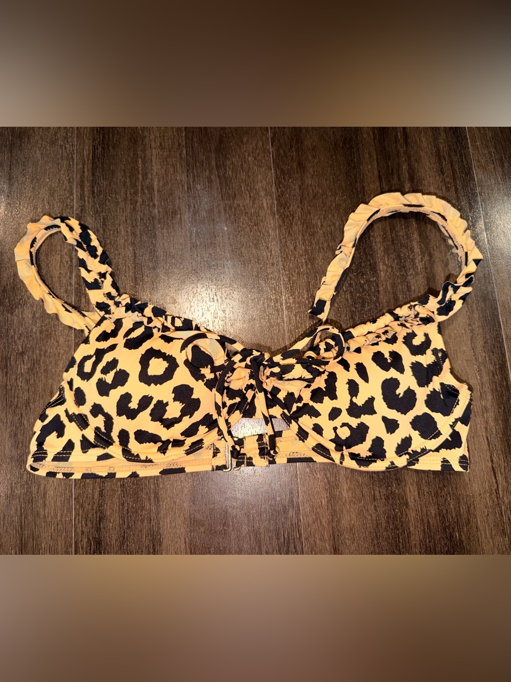 Toluca Leopard Print Ruffle Bikini Top - Picture 2 of 11